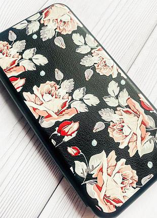 Чехол-книжка с рисунком для xiaomi redmi note 9 pro/9s/9 pro max чёрный :: фон розы (принт 273) 2
