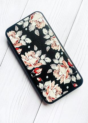 Чехол-книжка с рисунком для xiaomi redmi note 9 pro/9s/9 pro max чёрный :: фон розы (принт 273) 3