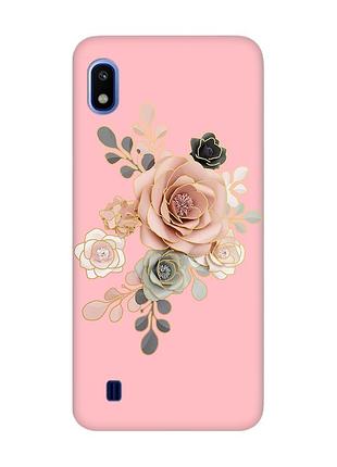Матовый розовый чехол на samsung galaxy a10 (2019) a105 :: розы (принт 275)