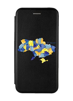 Чехол-книжка с рисунком для xiaomi redmi note 8 pro черный :: карта украины (принт 261)