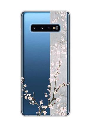 Прозрачный чехол на samsung galaxy s10 plus :: цветущая сакура (принт 285)