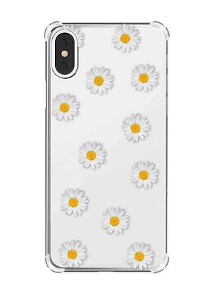 Чохол з потовщеними кутами на iphone x/xs :: фон ромашки (принт 41)