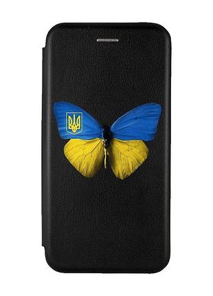 Чехол-книжка с рисунком для xiaomi redmi note 10/note 10s чёрный :: бабочка украина (принт 255)