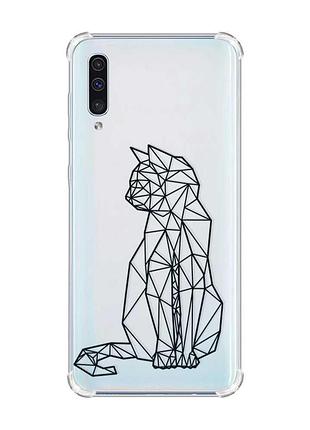 Чохол з потовщеними кутами на samsung galaxy а50 (2019) а505 котик (принт 124)