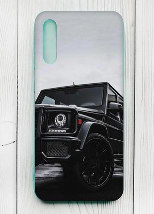 Матовий чохол з бірюзовими боками на samsung galaxy a50 (2019) a505/a30s :: авто чорне (принт 234)