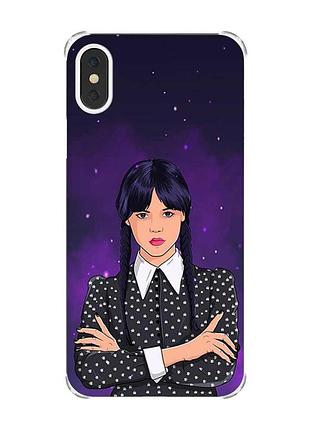 Чехол с утолщёнными углами на iphone x/xs :: девушка с косичками. уэнсдей (принт 208)