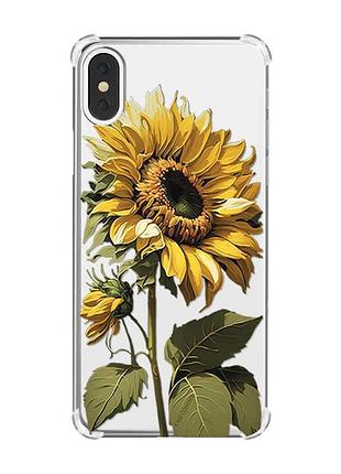 Чехол с утолщёнными углами на iphone x/xs :: подсолнечник (принт 274)
