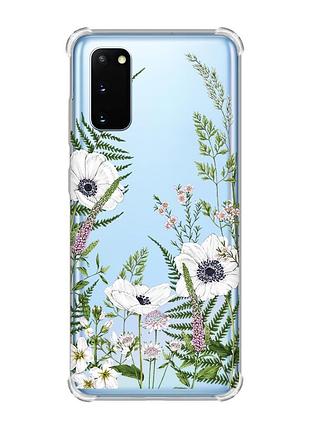 Чохол із потовщеними кутами на samsung galaxy s20 plus :: квіти польові (принт 363)