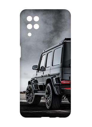 Матовий чохол з рожевими боками на samsung galaxy a12 :: авто чорне (принт 235)