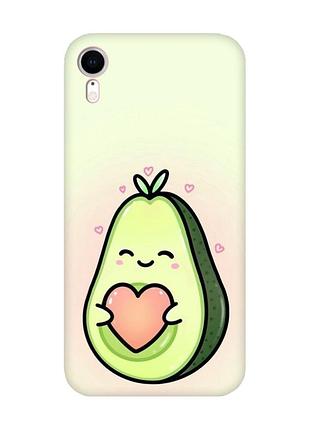 Матовый чехол с розовыми боками на iphone xr :: кавай авокадо с сердечком (принт 310)