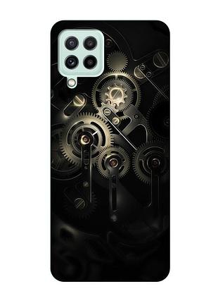 Матовый чехол с бирюзовыми боками на samsung galaxy m32/m22/a22 4g :: механизм (принт 238)