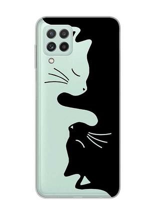 Прозрачный чехол на samsung galaxy a22 4g/m32/m22 кошечки (принт 118)