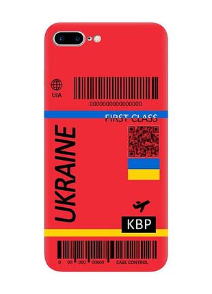 Матовий червоний чохол на iphone 7 plus/8 plus :: авіаквиток україна (принт 262)