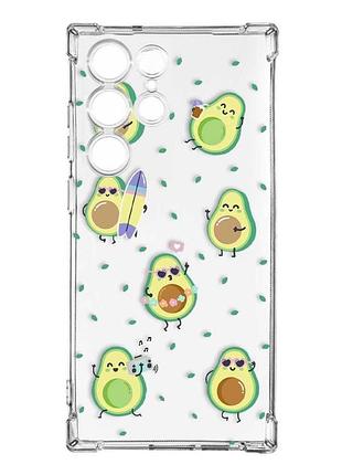 Чохол з потовщеними кутами на samsung galaxy s24 ultra :: авокадо на відпочинку (принт 302)