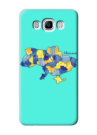 Матовый бирюзовый чехол на samsung galaxy j7(2016) j710 :: карта украины (принт 261)
