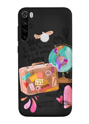 Матовый черный чехол на xiaomi redmi note 8t :: настроение путешествовать (принт 329)