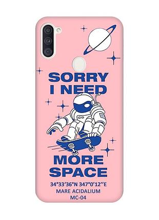 Матовий рожевий чохол на samsung galaxy a11 :: космонавт на скейті (принт 248)