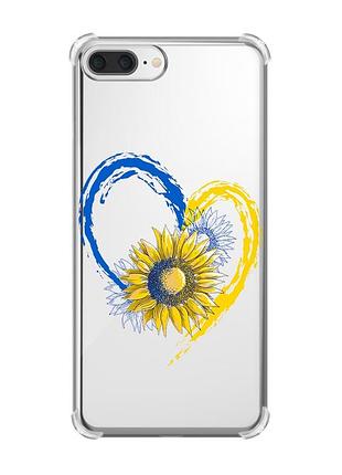 Чохол з потовщеними кутами на iphone 7 plus/8 plus :: серце з соняхом. україна (принт 260)