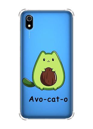 Чехол с утолщенными углами для xiaomi redmi 7a :: котик авокадо (принт 306)