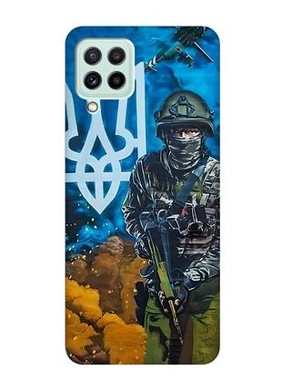 Матовый чехол с бирюзовыми боками на samsung galaxy m32/m22/a22 4g :: защитник (патриотический принт 349)