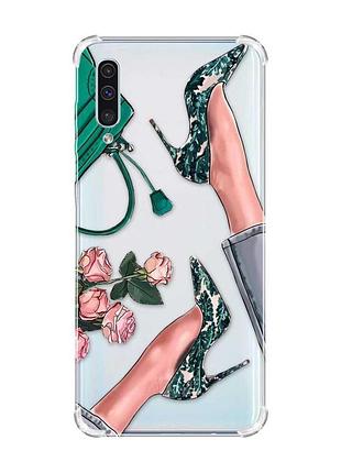 Чохол з потовщеними кутами на samsung galaxy а50 (2019) а505 :: туфельки і квіти (принт 225)