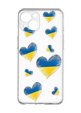 Прозорий чохол із захистом камер на iphone 15 :: сердечка. україна (принт 258)