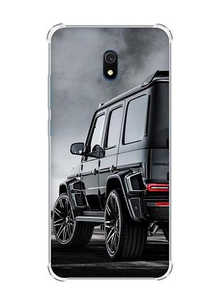 Чехол с утолщенными углами на xiaomi redmi 8a авто чёрное (принт 235)