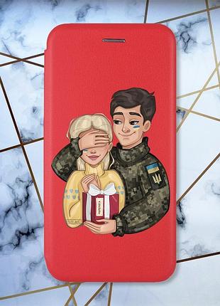 Чехол-книжка с рисунком для samsung galaxy a50 (2019) a505/a30s красный; подарок победа (принт 178)