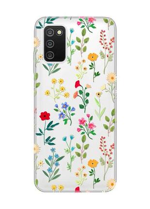 Прозрачный чехол на samsung galaxy a03s :: цветочный фон (принт 269)