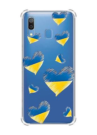 Чохол з потовщеними кутами на samsung galaxy a30 (2019)/a20 (2019) сердечка. україна (принт 258)