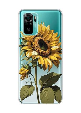 Прозрачный чехол на xiaomi redmi note 10 / note 10s :: подсолнечник (принт 274)