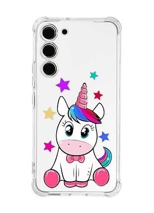 Чехол с утолщёнными углами на samsung galaxy s23 :: единорог (принт 102)