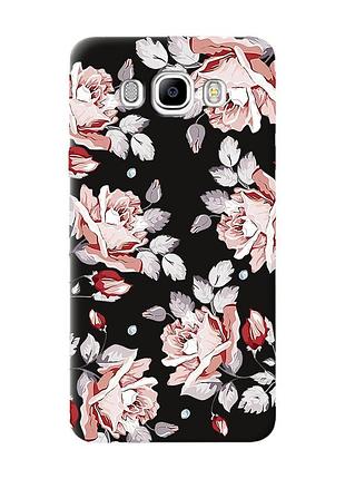 Матовый черный чехол на samsung galaxy j7(2016) j710 :: фон розы (принт 273)