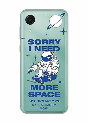 Прозрачный чехол на samsung galaxy a03 core / a032 :: космонавт на скейте (принт 248)