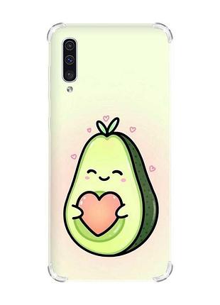 Чехол с утолщёнными углами на samsung galaxy а50 (2019) а505 :: кавай авокадо с сердечком (принт 310)