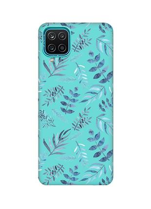 Матовий бірюзовий чохол на samsung galaxy a12 :: рослинний фон (принт 276)