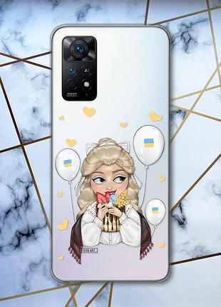Прозорий чохол на xiaomi redmi note 11 pro українка з солодощами (патріотичний принт 175)