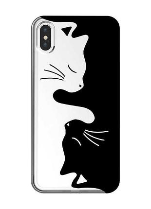 Прозорий чохол на iphone xs max котики (принт 118)