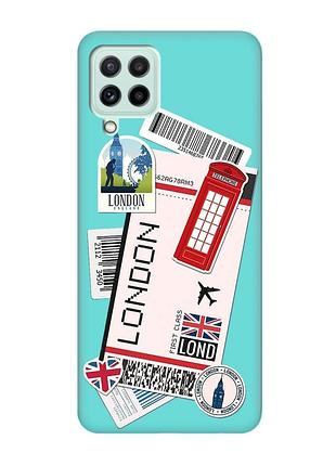 Матовый бирюзовый чехол на samsung galaxy a22 4g/ m32/ m22 :: путешествия. лондон (принт 326)