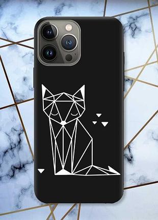 Матовый черный чехол на iphone 13 pro :: лиса (принт 127)