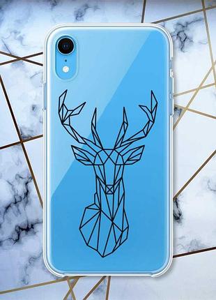 Прозрачный чехол на iphone xr :: олень (принт 128)