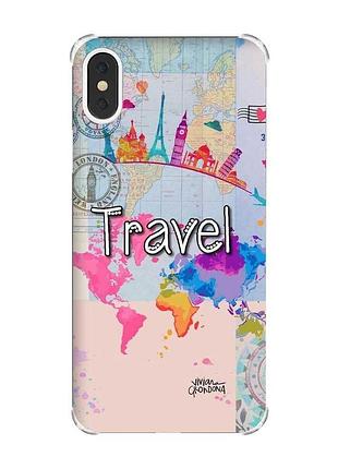 Чохол з потовщеними кутами на iphone x/xs :: подорож. travel (принт 321)