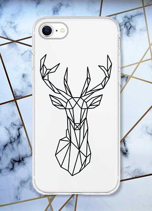 Прозрачный чехол на iphone 7/8/se 2020 :: олень (принт 128)