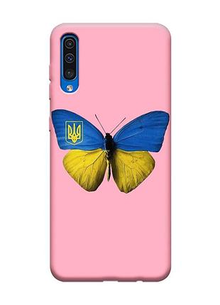 Матовий рожевий чохол на samsung galaxy a50 (2019) a505 :: метелик україна (принт 255)