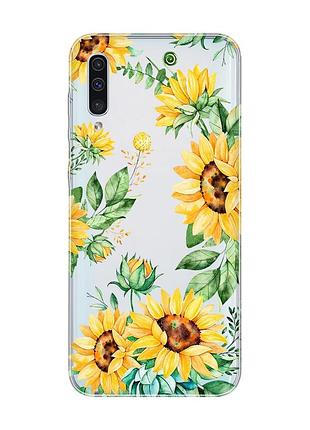 Прозрачный чехол на samsung galaxy a50 (2019) a505 :: подсолнухи (принт 288)