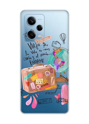 Прозрачный чехол на xiaomi redmi note 12 5g :: настроение путешествовать (принт 329)