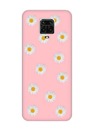 Матовий рожевий чохол на xiaomi redmi note 9 pro / 9s / 9 pro max фон ромашки (принт 41)