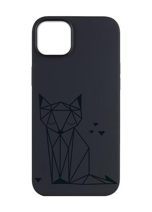 Матовый черный чехол на apple iphone 14 plus :: лиса (принт 126)