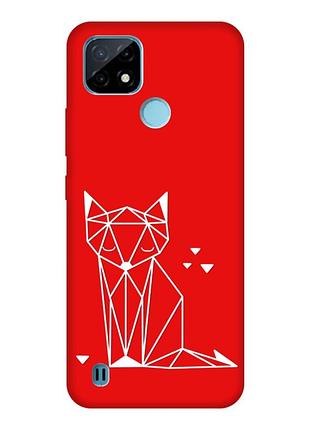 Матовый красный чехол на realme c21y :: лиса (принт 127)