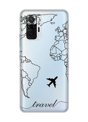 Прозорий чохол для xiaomi redmi note 10 pro/10 pro max :: карта. контур (принт 330)